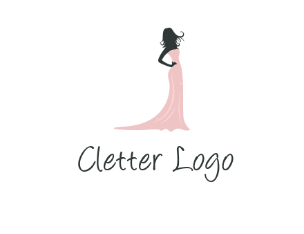 woman posing in strapless dress logo