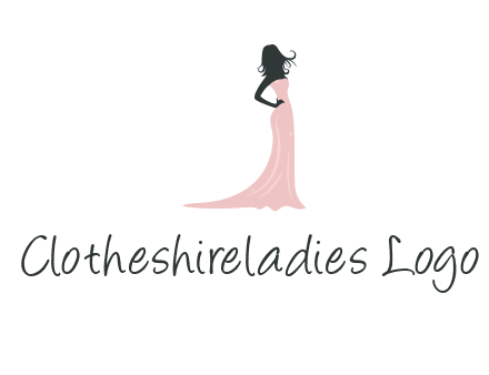 woman posing in strapless dress logo