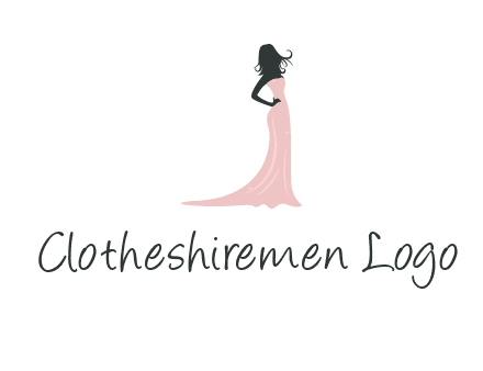 woman posing in strapless dress logo