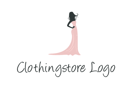 woman posing in strapless dress logo