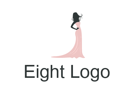 woman posing in strapless dress logo