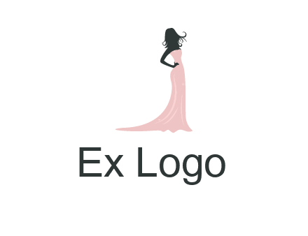 woman posing in strapless dress logo