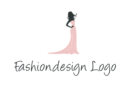 woman posing in strapless dress logo