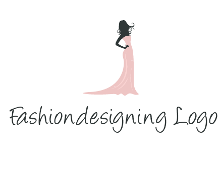 woman posing in strapless dress logo