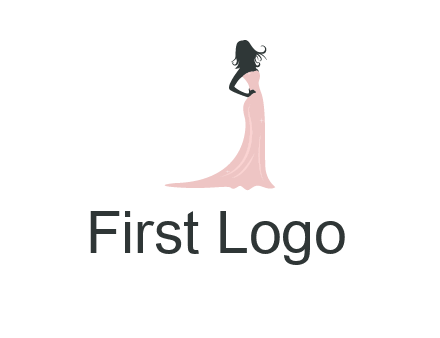 woman posing in strapless dress logo