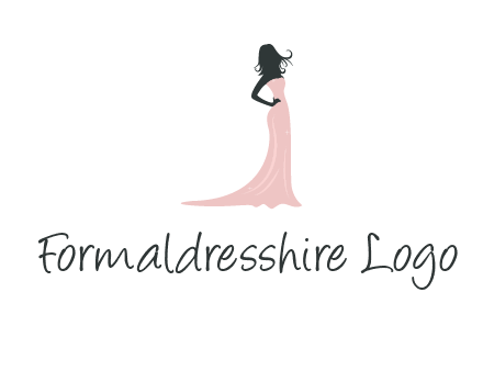 woman posing in strapless dress logo
