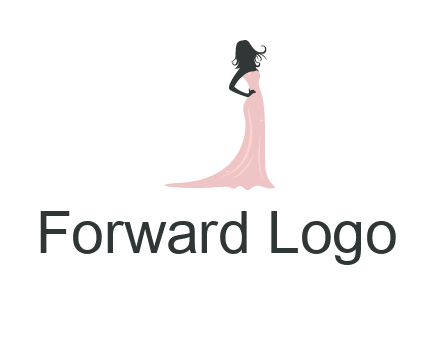 woman posing in strapless dress logo