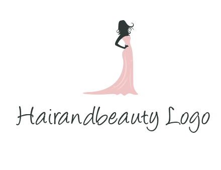 woman posing in strapless dress logo