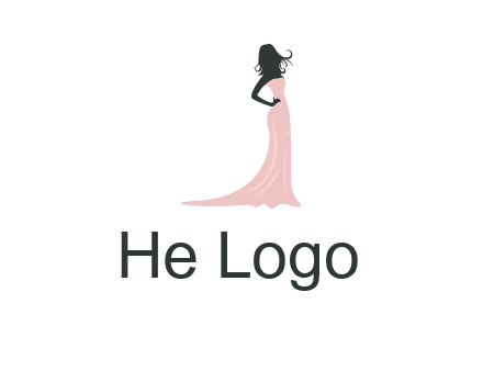 woman posing in strapless dress logo