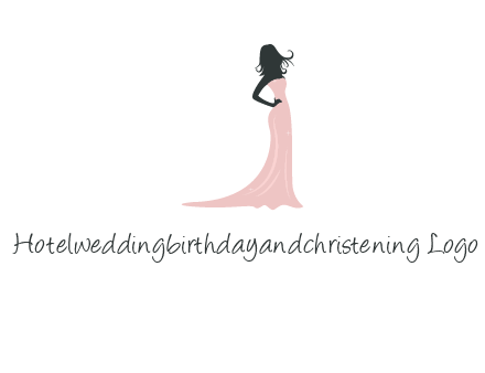 woman posing in strapless dress logo