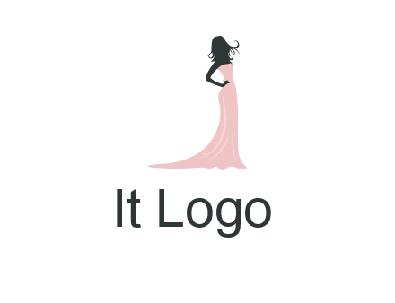 woman posing in strapless dress logo