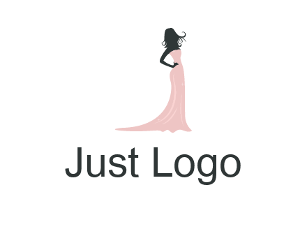 woman posing in strapless dress logo