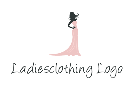 woman posing in strapless dress logo