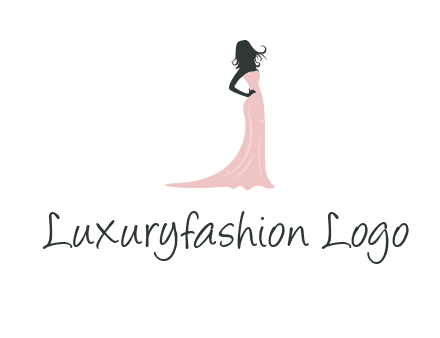 woman posing in strapless dress logo