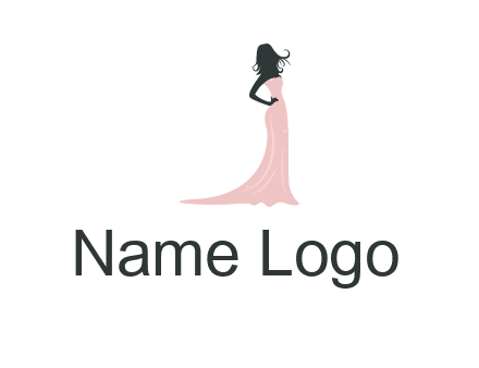 woman posing in strapless dress logo