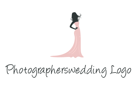 woman posing in strapless dress logo