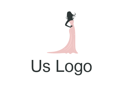 woman posing in strapless dress logo