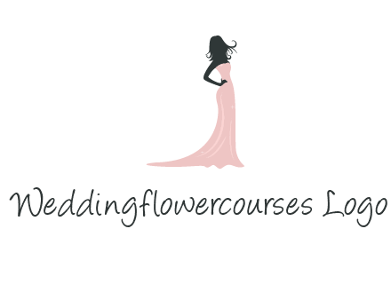 woman posing in strapless dress logo