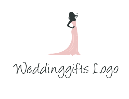 woman posing in strapless dress logo