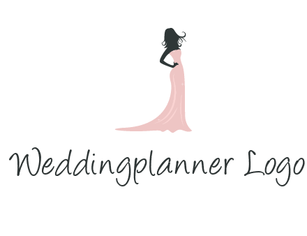 woman posing in strapless dress logo