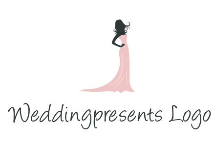 woman posing in strapless dress logo
