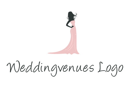 woman posing in strapless dress logo