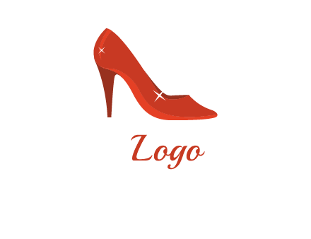 shiny red heel pump logo