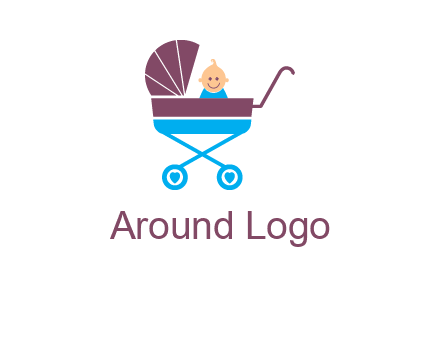 boy in baby stroller logo