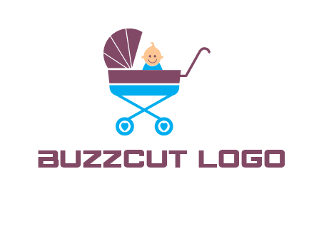 boy in baby stroller logo