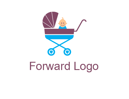 boy in baby stroller logo