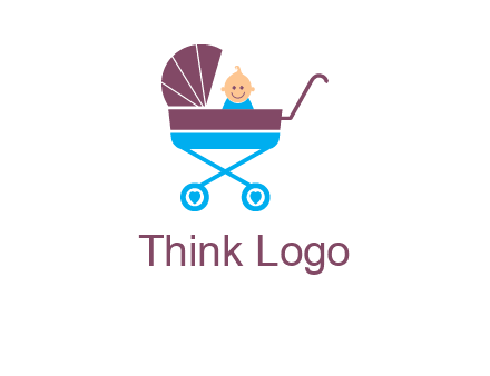 boy in baby stroller logo