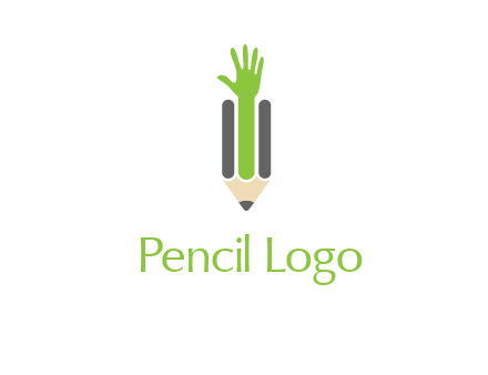 green hand inside pencil logo