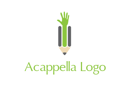 green hand inside pencil logo