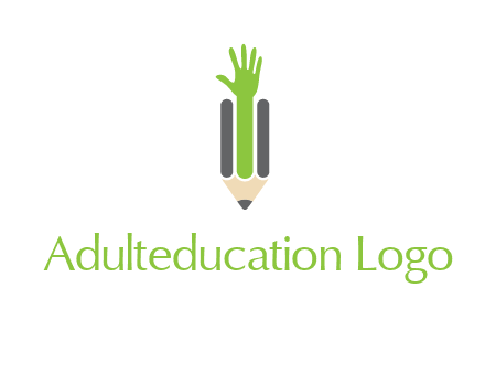 green hand inside pencil logo