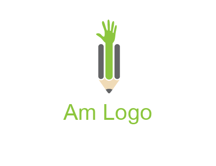 green hand inside pencil logo