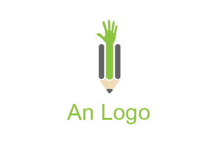 green hand inside pencil logo