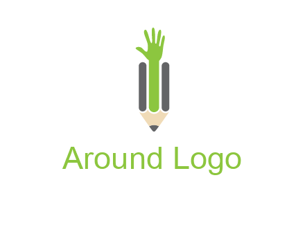 green hand inside pencil logo
