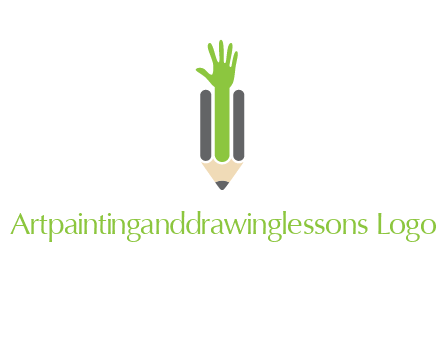 green hand inside pencil logo