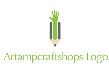 green hand inside pencil logo
