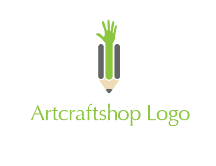 green hand inside pencil logo