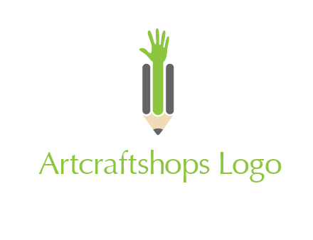 green hand inside pencil logo