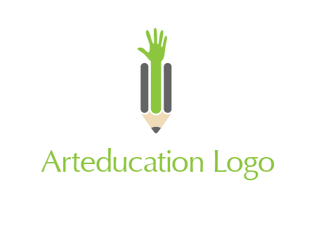 green hand inside pencil logo