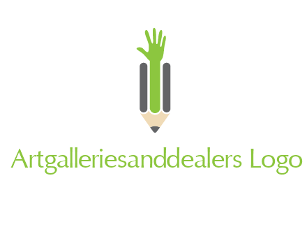 green hand inside pencil logo