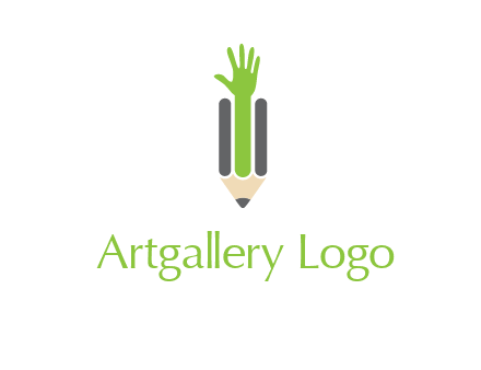 green hand inside pencil logo