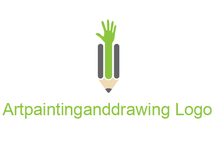 green hand inside pencil logo