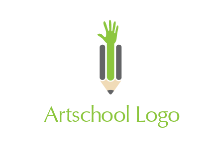 green hand inside pencil logo