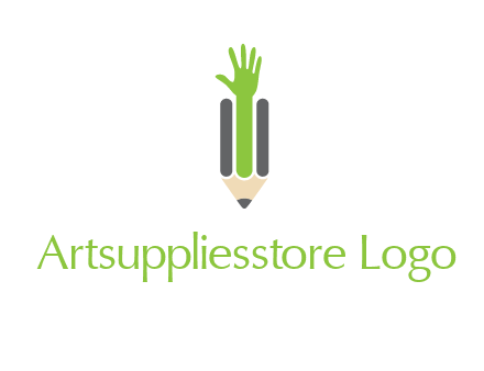 green hand inside pencil logo