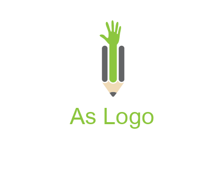 green hand inside pencil logo