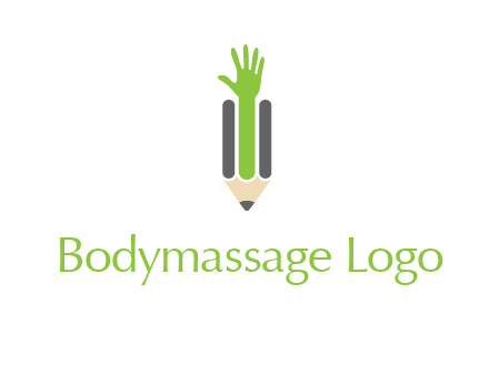green hand inside pencil logo