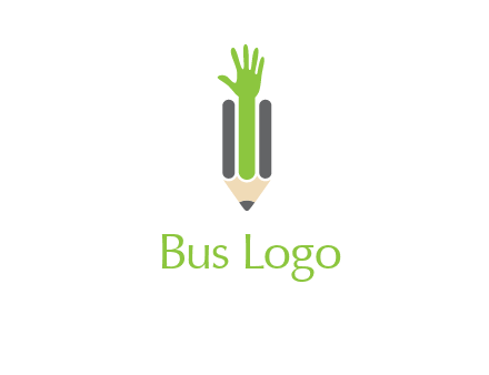 green hand inside pencil logo